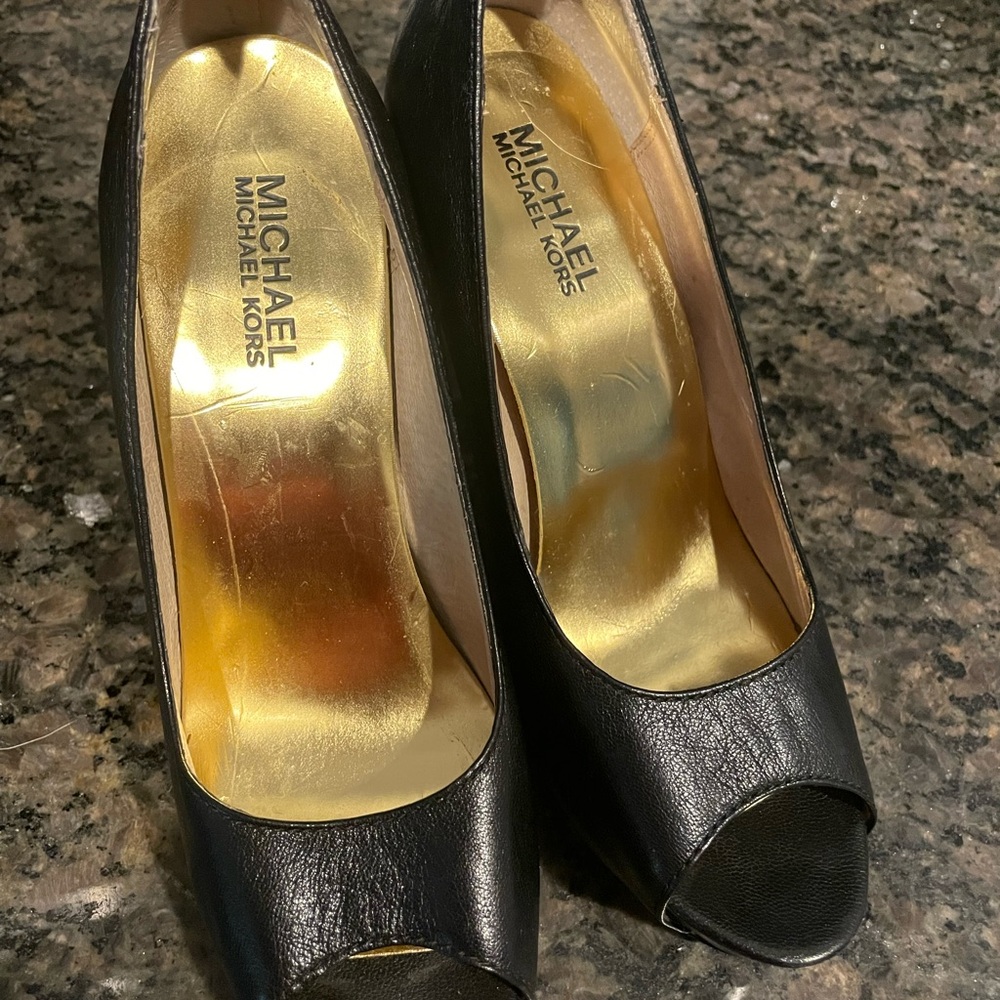 Michael Kors Black Peep Toe Heels